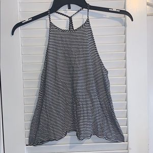 hollister black and white stripped halter tank